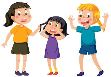 A girl get bullied by her friends illustration