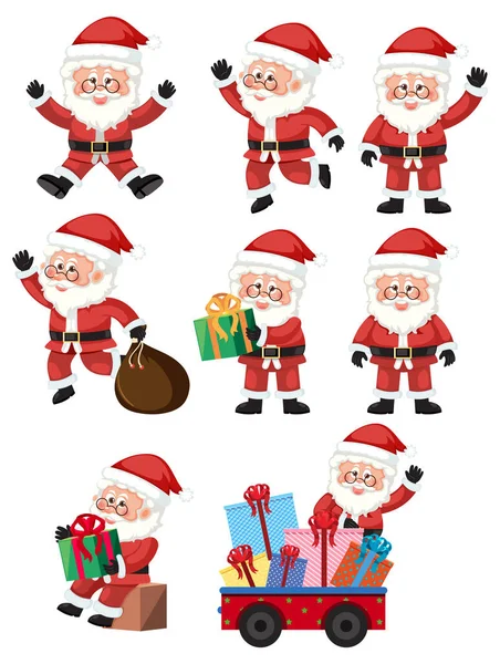 Χριστούγεννα Santa Claus Χαρακτήρας Σύνολο Εικονογράφηση — Διανυσματικό Αρχείο