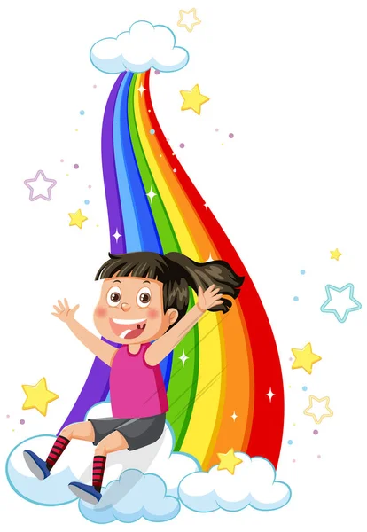 Szczęśliwe Dzieci Tęczy Ilustracji — Wektor stockowy
