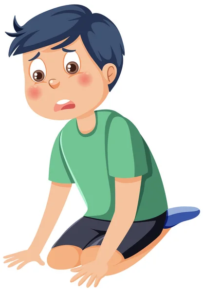 Boy Sitting Sad Expression Illustration — Stock Vector