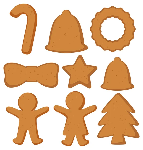 Natal Biscoitos Gengibre Coleção Ilustração — Vetor de Stock