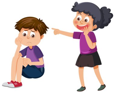 A boy get bullied by his friend illustration