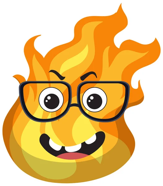 Incêndio Desenhos Animados Com Ilustração Expressão Facial — Vetor de Stock