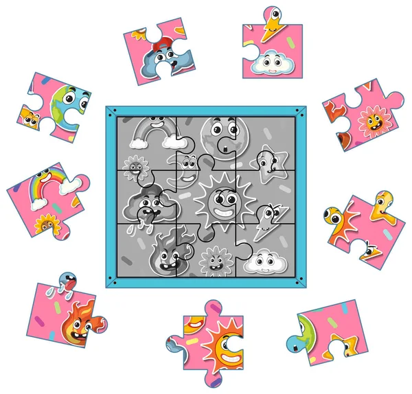 Jigsaw Puzzle Game Template Illustration — Stockový vektor