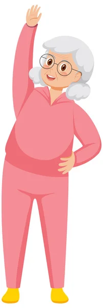 Donna Anziana Abito Esercizio Rosa Illustrazione — Vettoriale Stock