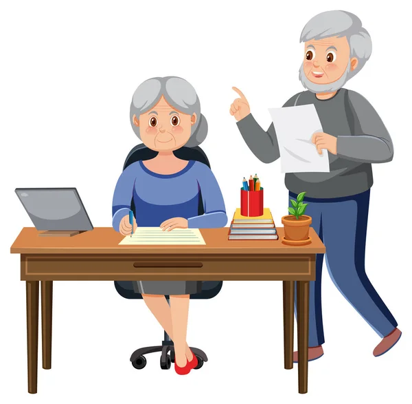 Senior Couple Using Computer Illustration — Stock Vector