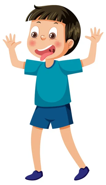 Boy Teasing Face Expression Illustration — Stock Vector