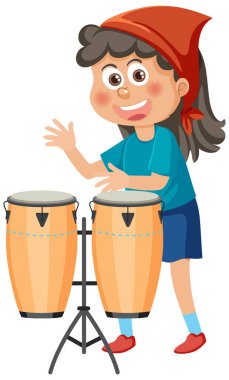 Congas Illustrasyon oynayan bir kız