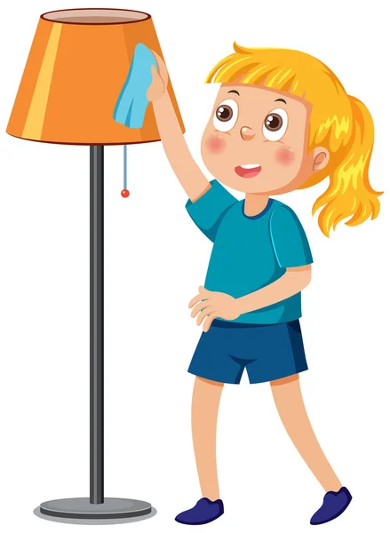 Cartone Animato Personaggio Del Bambino Pulizia Illustrazione — Vettoriale Stock