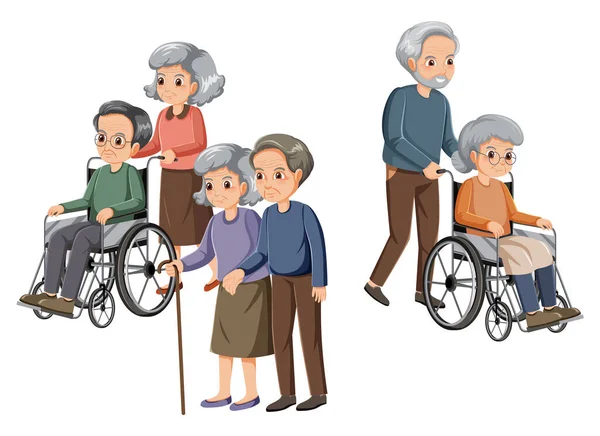Starší Lidé Bílém Pozadí Ilustrace — Stockový vektor