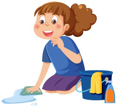 Çocuk temizleme illüstrasyonunun çizgi film karakteri