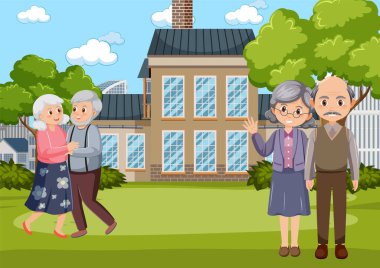 Yaşlıların resimleriyle dolu açık hava parkı