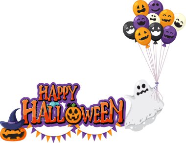 Happy Halloween text design illustration clipart