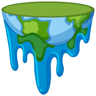 İklim değişikliği illüstrasyonundan eriyen bir toprak