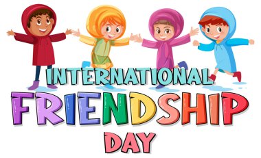 Uluslararası Dostluk Günü afişi tasarım illüstrasyonu