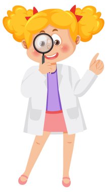 Bilim elbisesi giymiş bir kız.