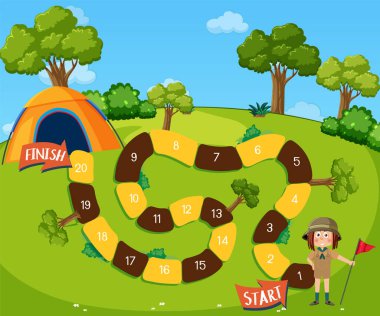 Çocuk illüstrasyonu için labirent oyun şablonu