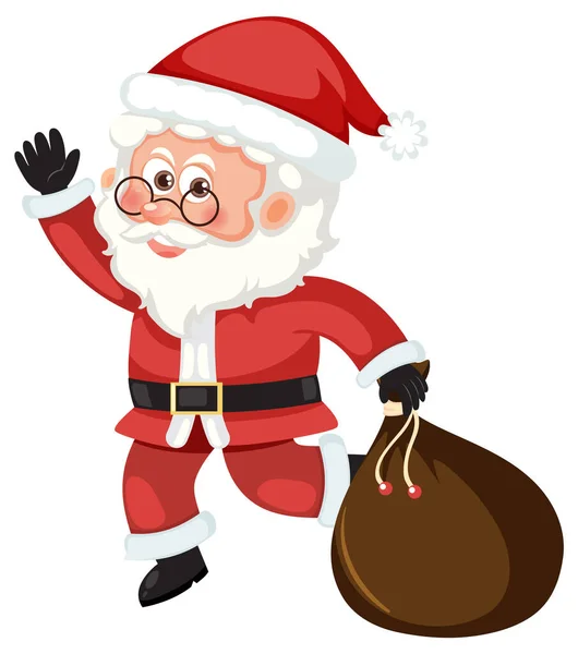 Santa Claus Holding Christmas Bag Illustration — Stock Vector
