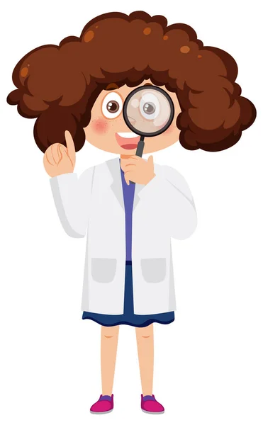 Επιστήμονας Κορίτσι Φορώντας Εργαστηριακή Απεικόνιση Παλτό — Διανυσματικό Αρχείο