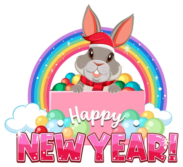 stock vector Happy New Year 2023 with cute rabbit illustration