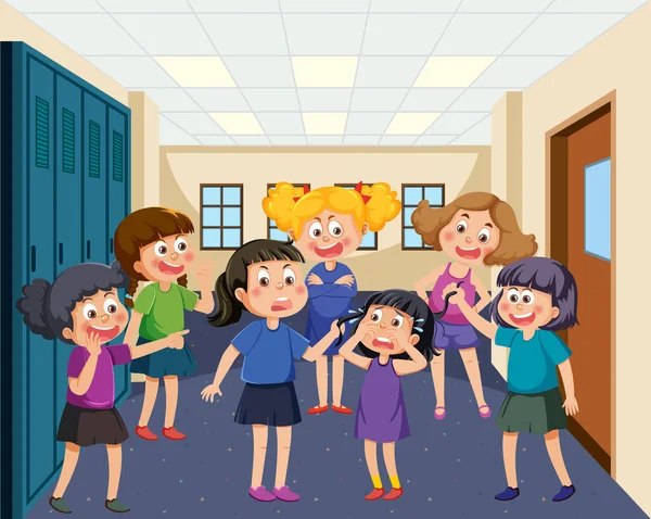 Kids Bullying Friend School Illustration — Stock Vector
