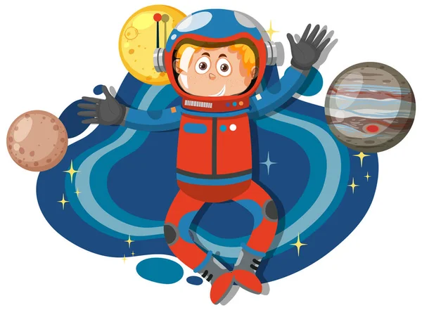 Astronaut Cartoon Character White Background Illustration — Stock Vector