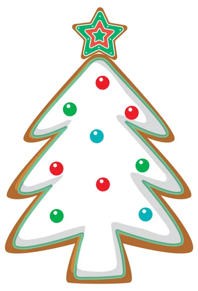 Gingerbread Cookie Christmas Tree Shape Illustration — Stock Vector