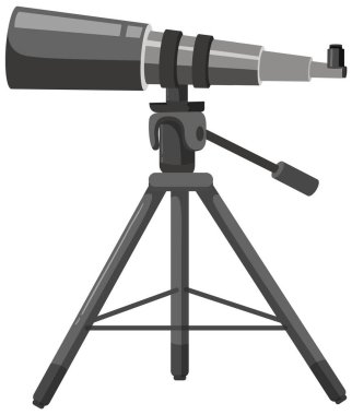 Beyaz arkaplan illüstrasyonunda tripon standındaki teleskop