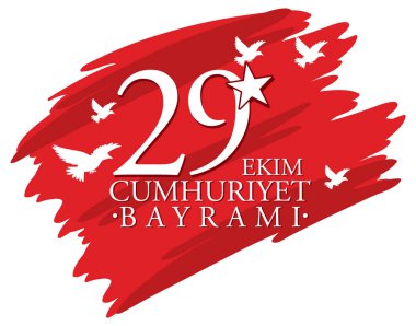 Türkiye Cumhuriyeti Günü metin tasarımı illüstrasyonu
