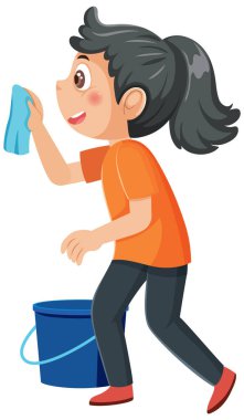 Çocuk temizleme illüstrasyonunun çizgi film karakteri