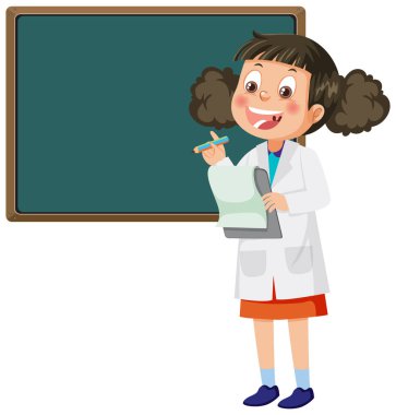 Karatahta şablon resimli bilim kadını