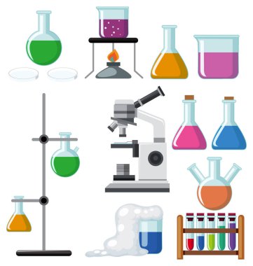 Kimyasal laboratuvar bilimi kimyasal nesneler çizimi