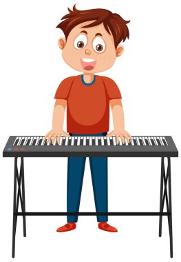 Klavye enstrümanı çizimi yapan bir adam