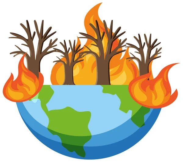 Πυρκαγιά Που Προκαλείται Από Την Απεικόνιση Του Φαινομένου Του Θερμοκηπίου — Διανυσματικό Αρχείο