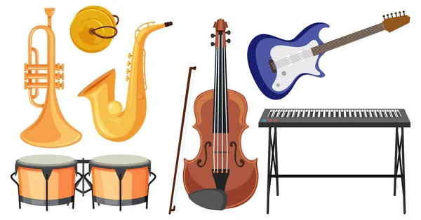Conjunto Instrumentos Musicais Ilustração —  Vetores de Stock