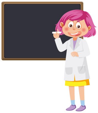 Karatahta şablon resimli bilim kadını