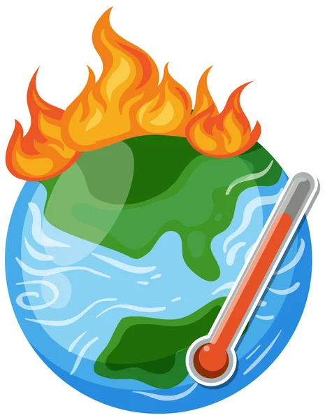 Uma Terra Chamas Com Ilustração Alta Temperatura — Vetor de Stock