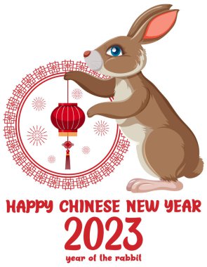 Mutlu Çin Yeni Yılı 2023 Tavşan Çizimi Yılı