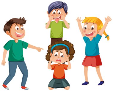 A girl get bullied by her friends illustration