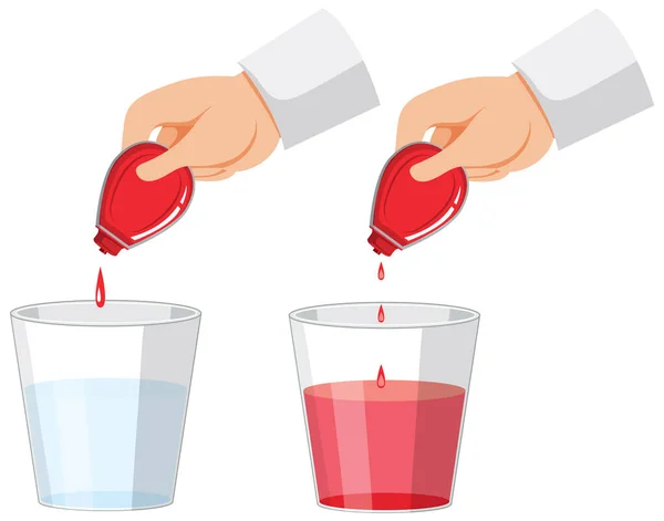 Upuszczanie Czerwony Kolor Wody Eksperyment Ilustracja — Zdjęcie stockowe