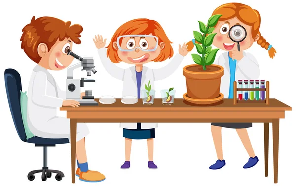 Niños Científicos Haciendo Ilustración Experimentos Químicos — Foto de Stock