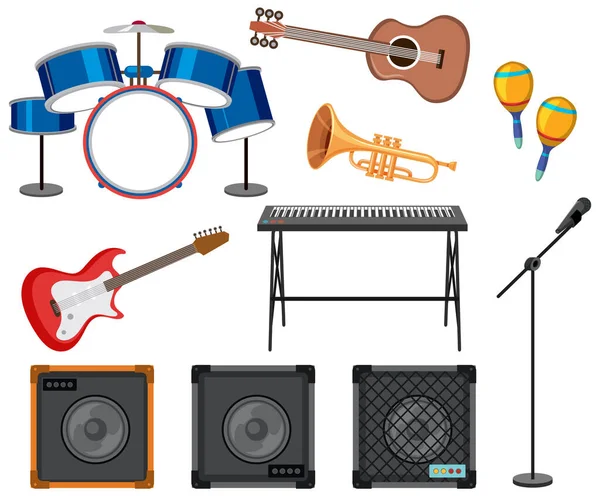Conjunto Diferentes Instrumentos Musicales Ilustración —  Fotos de Stock