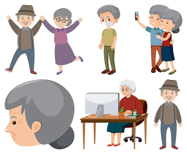 Collection Elderly People Icons Illustration — Stock Photo, Image