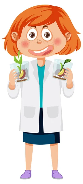 stock image Scientist girl wearing lab coat illustration