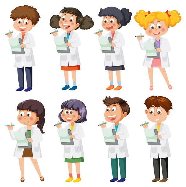 Set Different Kids Scientist Outfits Illustration — Stock Photo, Image