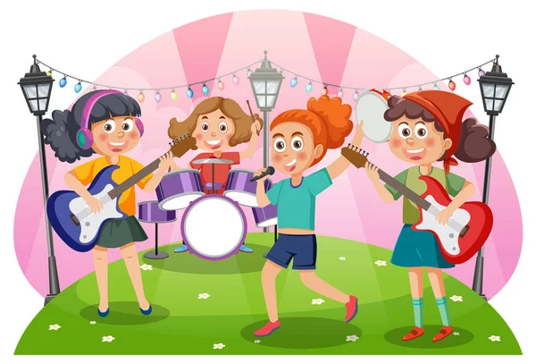 Muziekinstrument Illustratie Spelende Kinderen — Stockfoto