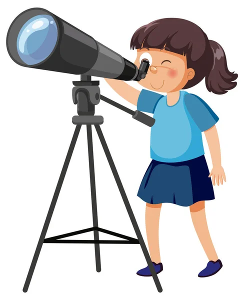 stock image A girl looking through telescope illustration