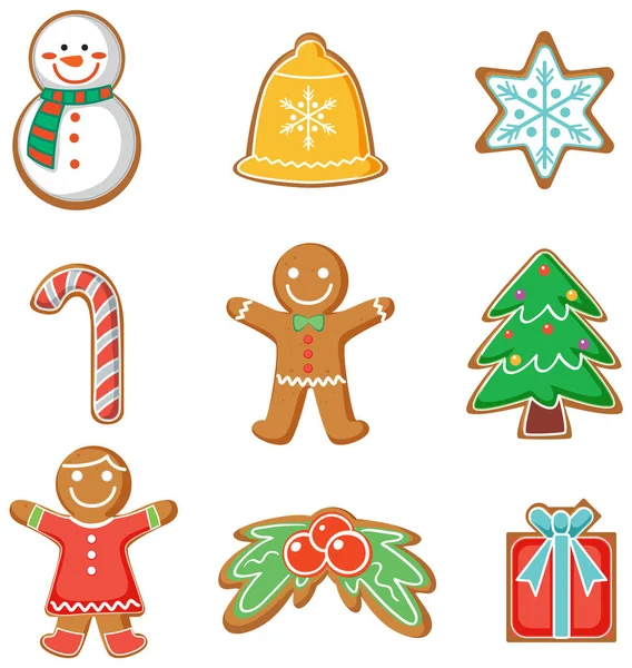 Christmas Gingerbread Cookies Collection Illustration — Stock Photo, Image