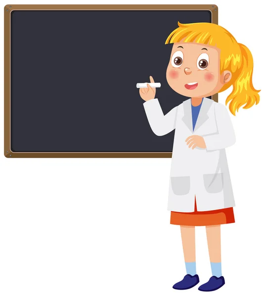 Wetenschapper Meisje Met Schoolbord Template Illustratie — Stockfoto