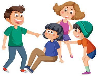 A girl get bullied by her friends illustration